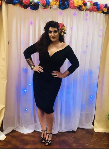 Customer photo review of PRE ORDER - Starlet Wiggle Dress in Black - Vixen by Micheline Pitt