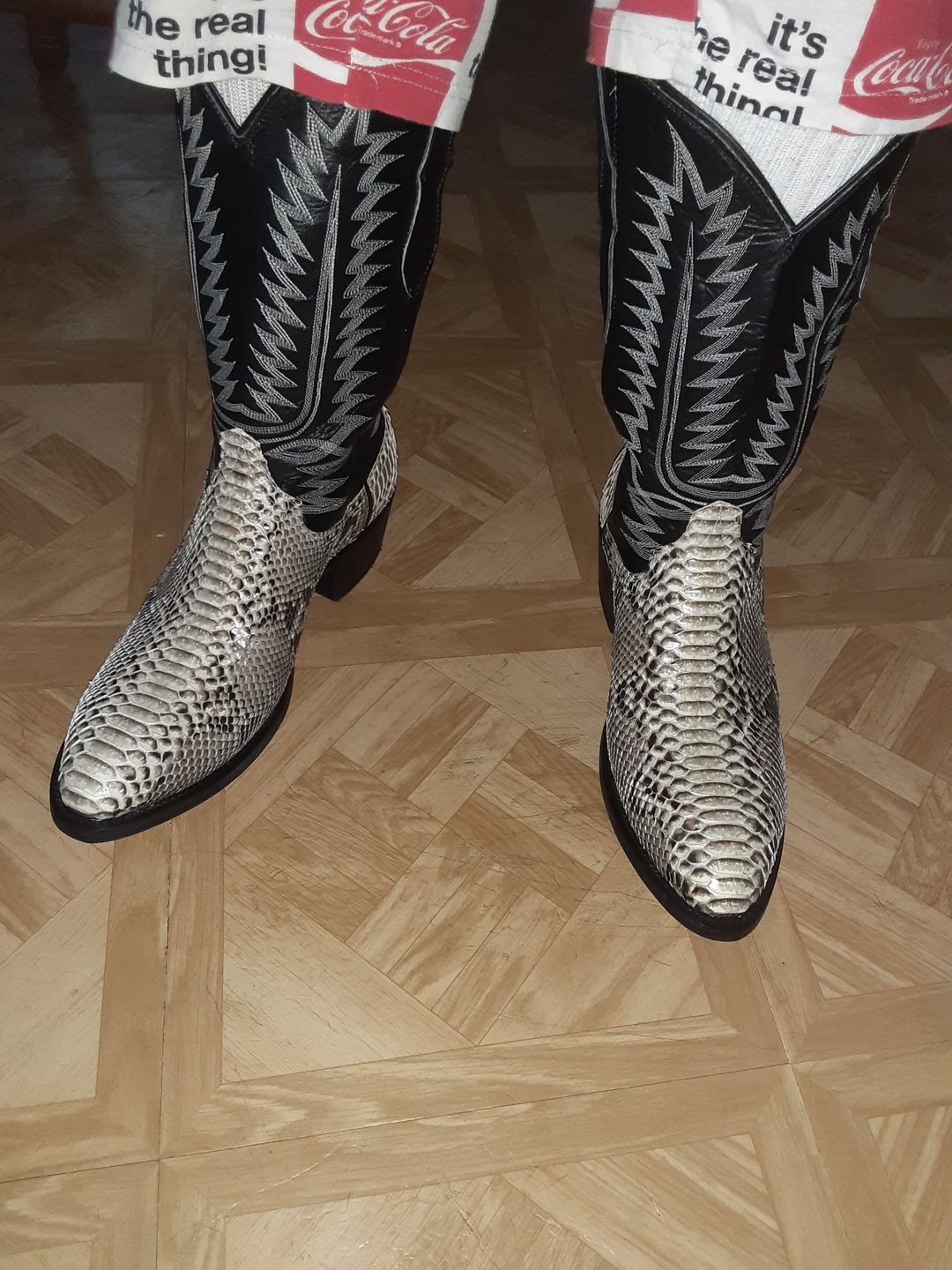 Customer photo review of Cowtown Men’s Back Cut Python Exotic Boots W808