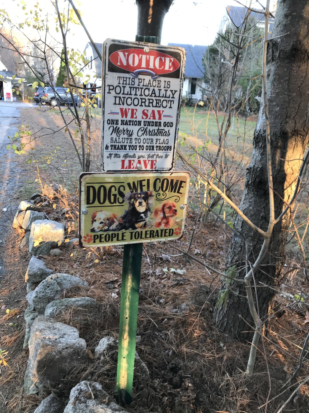 Customer photo review of Dogs Welcome People Tolerated - Metal Sign