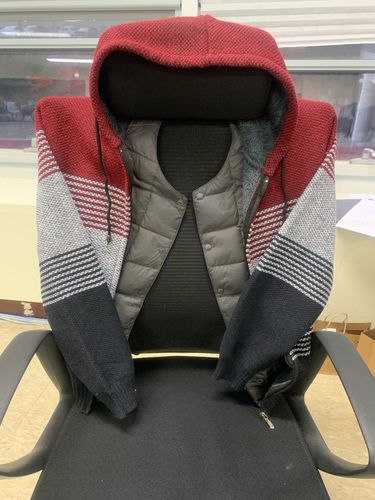 Customer photo review of Hooded Stripe Thick Wool Cardigan