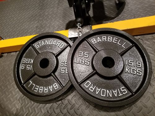 Customer photo review of 35lb   cast iron plates - pair