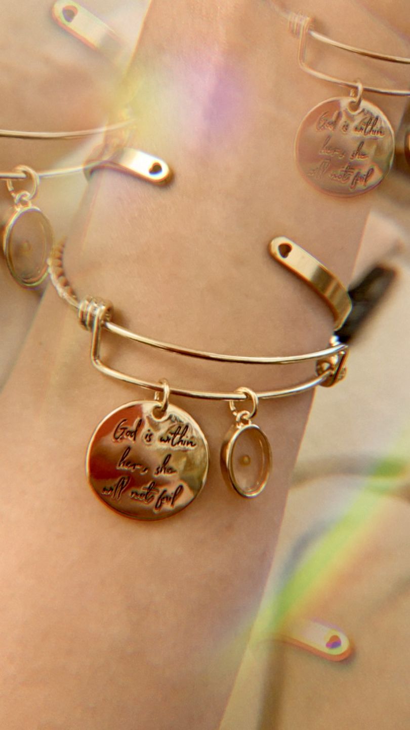 Customer photo review of God is Within Her, She Will Not Fail Bracelet
