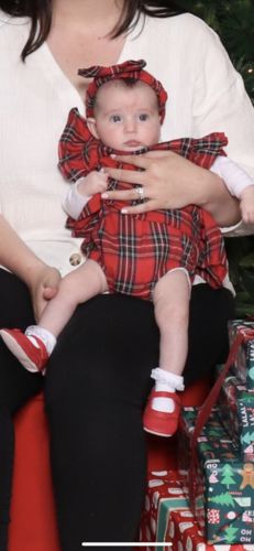 Customer photo review of Red Tartan Romper Dress Set