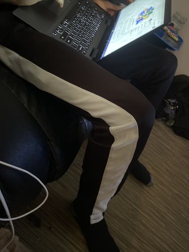 Customer photo review of Solid One Stripe Track Pants Navy - White (100-401)