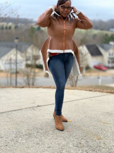 Customer photo review of Asymmetric Shearling Coat