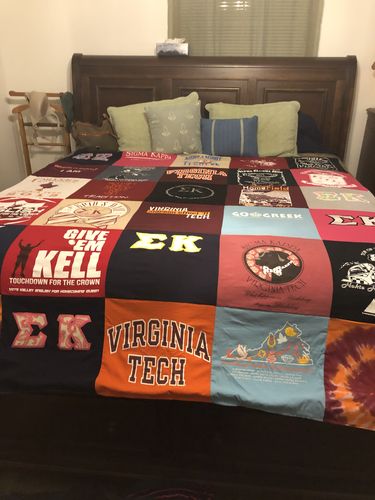 T-shirt quilt from virginia tech university by Deborah from VA