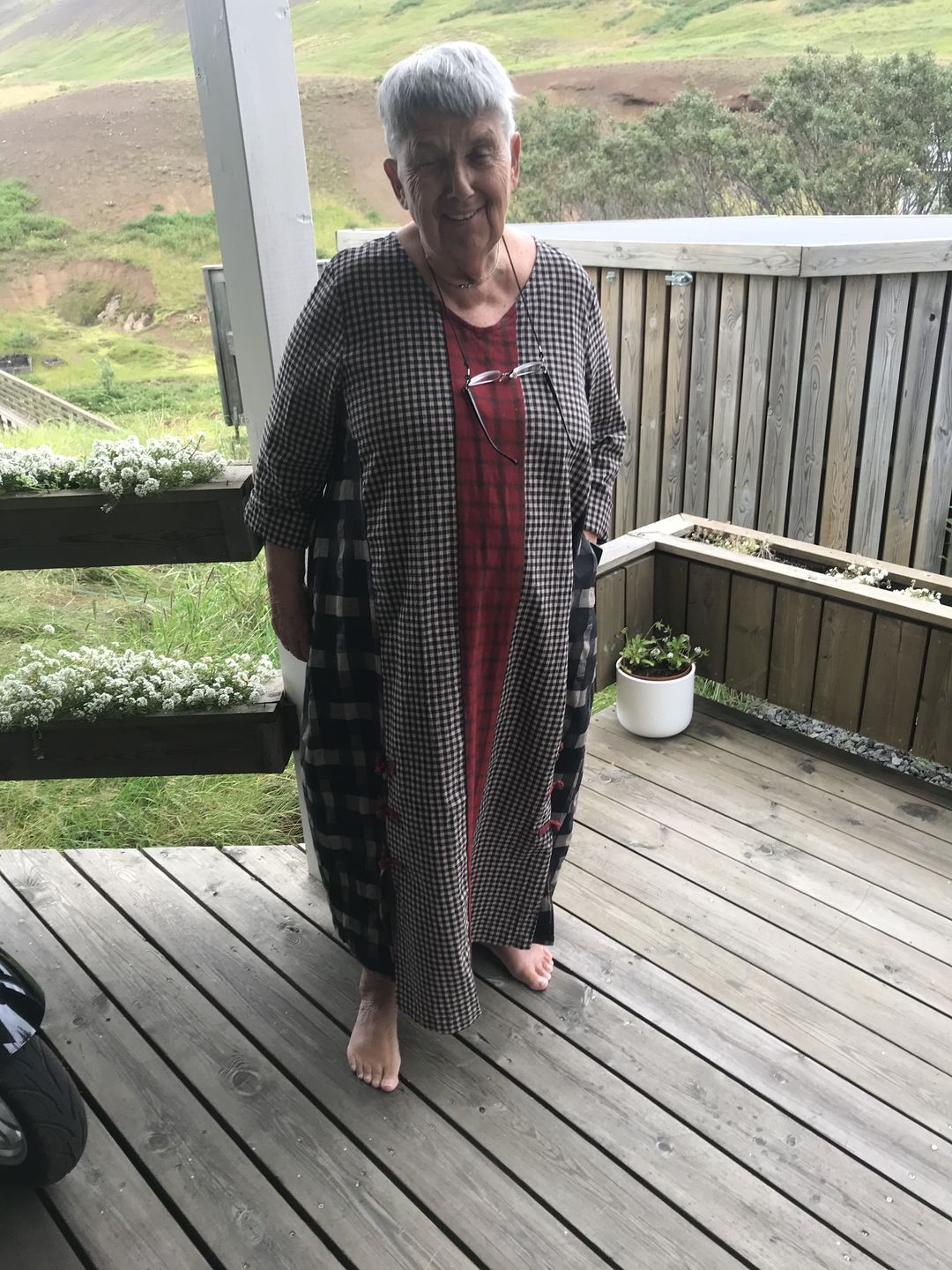 Customer photo review of Plus Size - Different Colored Plaid V-Neck Retro Dress