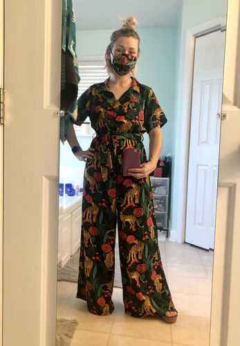 Customer photo review of Jaguar Paradise Black Animal Print Jumpsuit