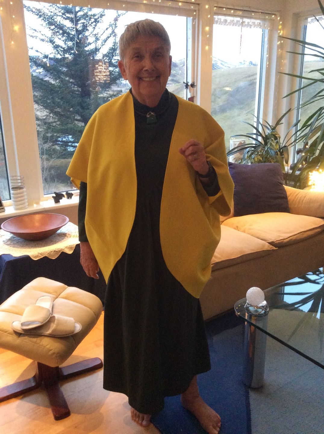 Customer photo review of PLUS Size - Solid Color Draped High Neckline Dress