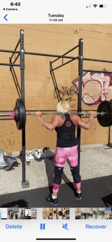 Customer photo review of Brazilian Legging - High Waist Anti Cellulite Textured Scrunch Booty Tie Dye Blue & White