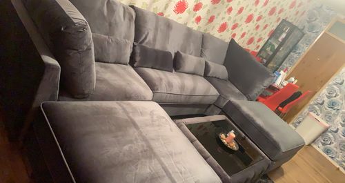 Customer photo review of BELGRAVIA LUXE CHENILLE U-SHAPE CORNER SOFA - SHADES OF GREY