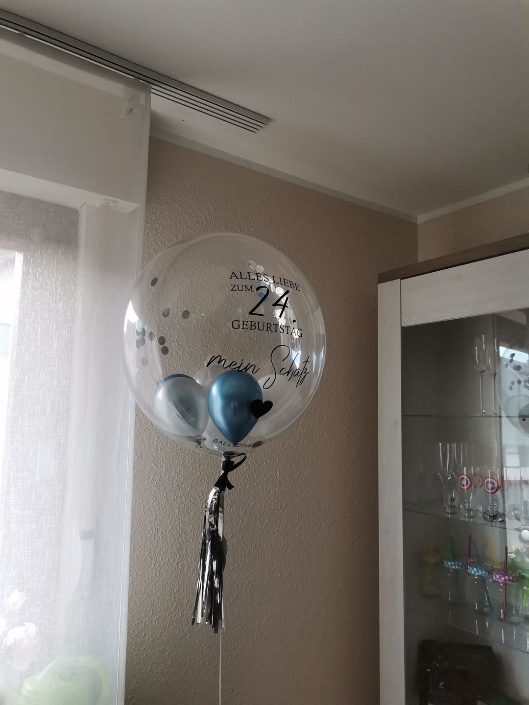 Customer photo review of Blue Silver Love Designer Ballon
