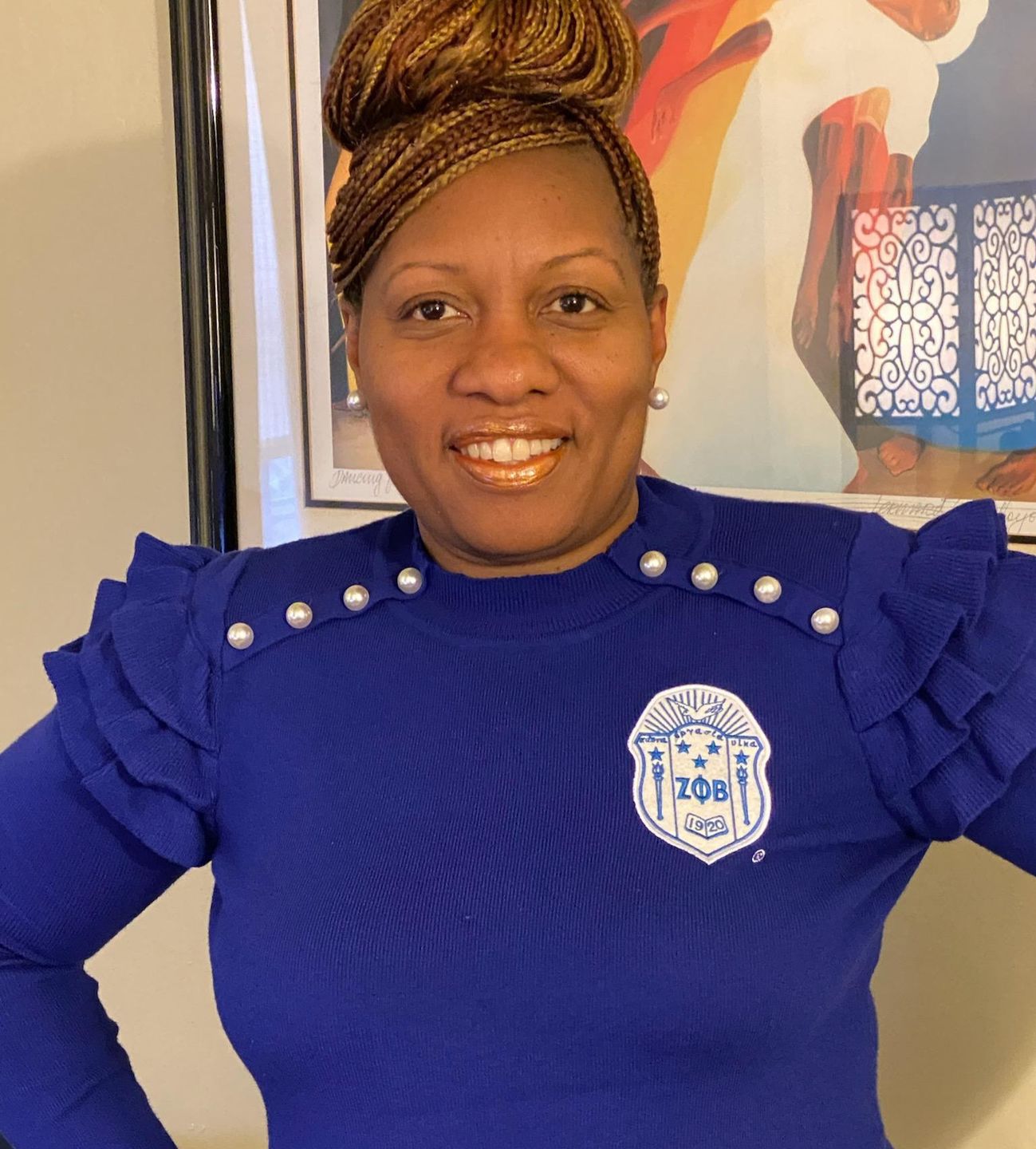 Customer photo review of ZPhiB - Pearled Ruffle Sleeve Sweater