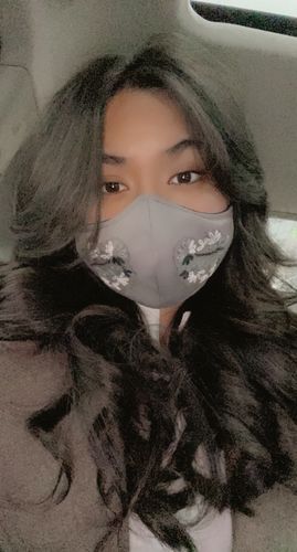 Customer photo review of Embroidered Face Mask