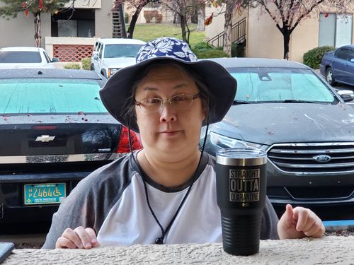 Customer photo review of Straight Outta Quarantine Laser Etched Tumbler