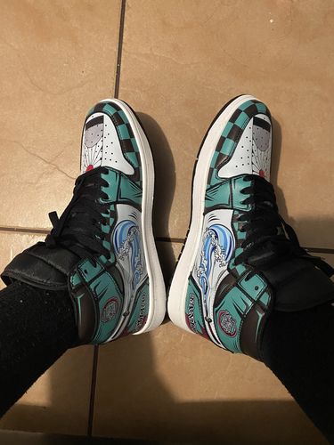 Customer photo review of Tanjiro Water Breathing Sneakers Demon Slayer Custom Anime Shoes