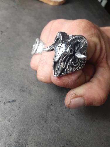 Customer photo review of CROSS RAM SKULL RING
