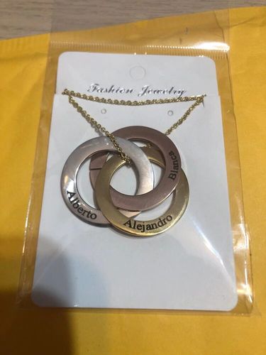 Customer photo review of Engraved Interlocking Russian Rings Necklace