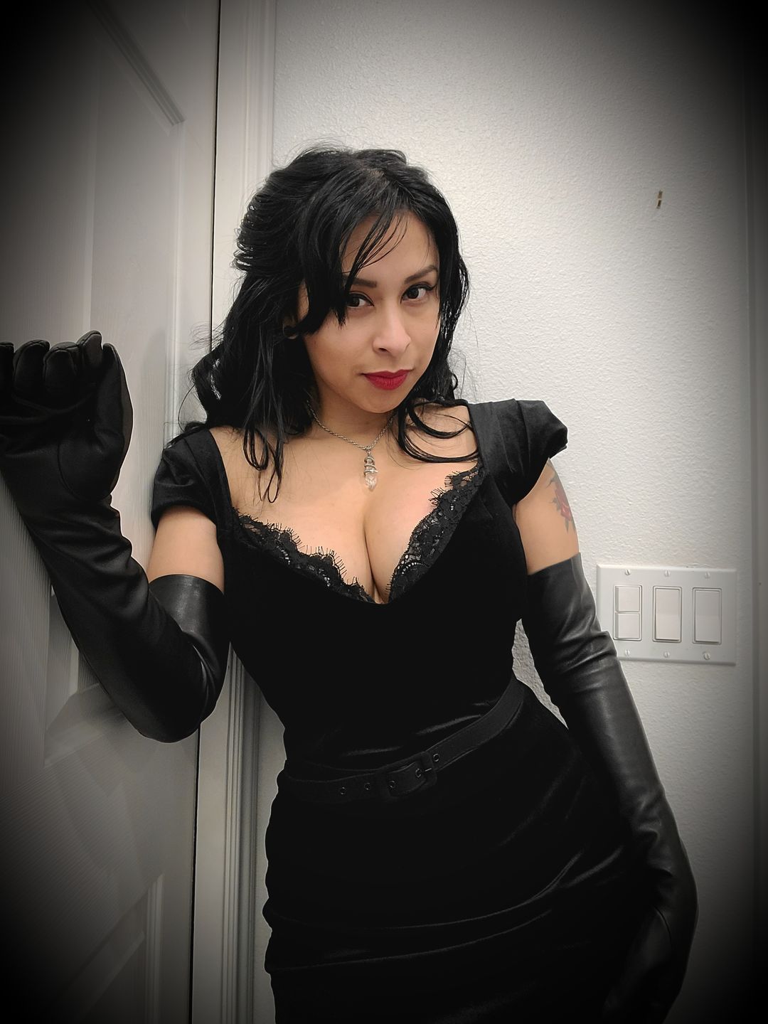 Customer photo review of Baudelaire Wiggle Dress in Black