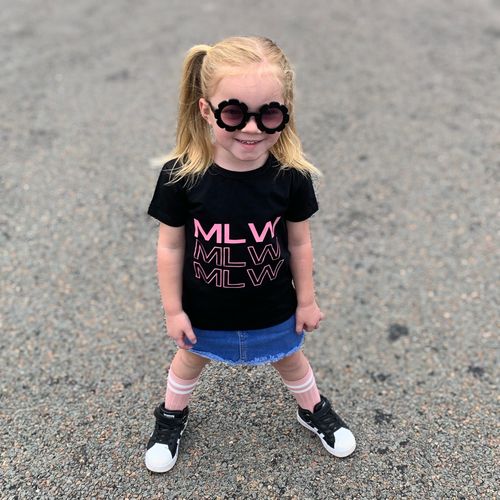 Customer photo review of MLW By Design - Pink Brand Tee | Black or White