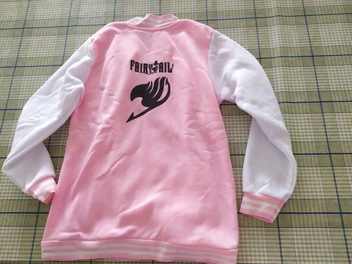 Customer photo review of Veste Baseball Fairy Tail Rose & Blanc Logo dos