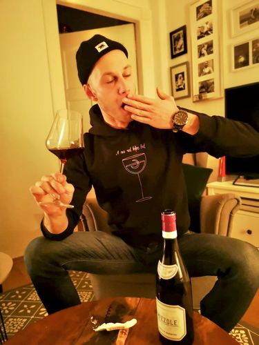 Customer photo review of A nice red before bed - Hoodie Unisex