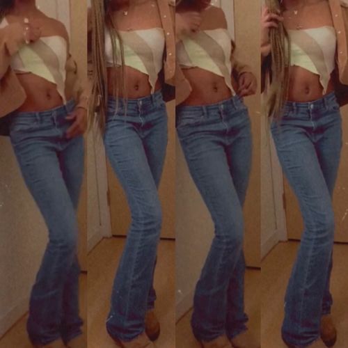 Customer photo review of One shoulder patchwork crop top