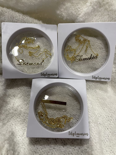 Customer photo review of Custom 3D Bar Necklace