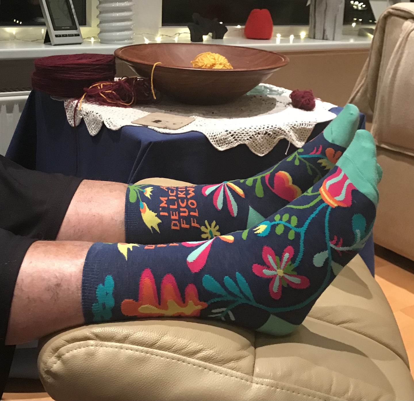 Customer photo review of Retro Floral Jacquard Socks