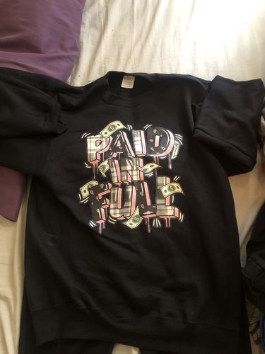 Customer photo review of Paid In Full Plaid Fleece Crewneck Black (DS6070)