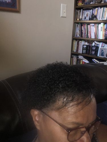 Customer photo review of Curly Hair Wash and Go System with Organic Jojoba Oil for Moisturizing Hair with Lavender Fragrance (Step 1 - 4)