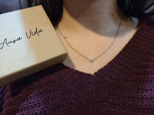 Customer photo review of Grace Delicate Pearl Necklace