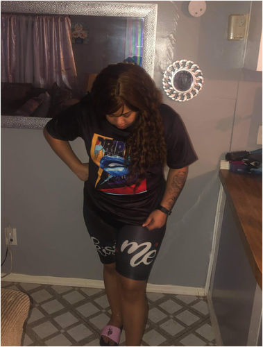 Customer photo review of Casual Daily Lips Printed Plus Size Sportswear