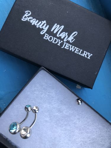 Customer photo review of Double Jeweled Surgical Steel Belly Ring