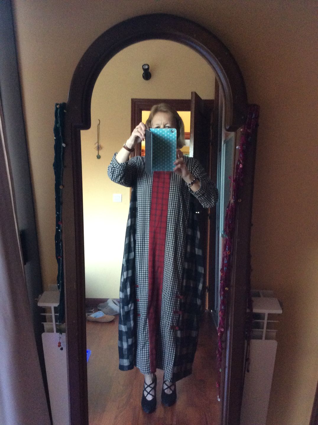 Customer photo review of Plus Size - Different Colored Plaid Retro Cotton Linen Dress