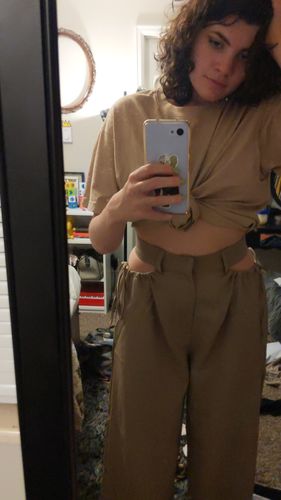 Customer photo review of High waisted hollow out pant
