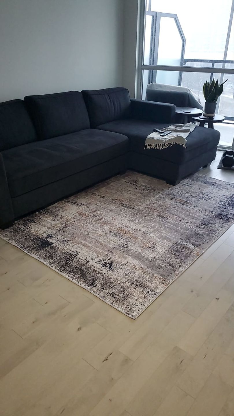 Customer photo review of Abstract Border Echo Blue Grey Rug