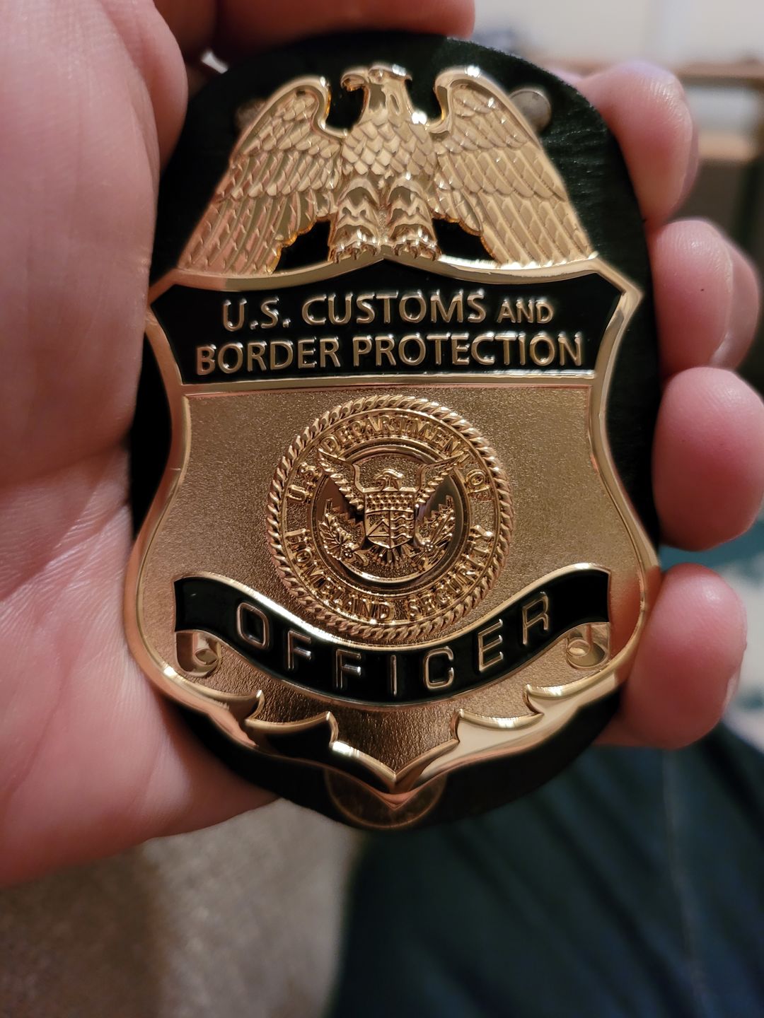 Customer photo review of US CBP Officer Customs and Border Protection Badge Solid Copper Replica Movie Props