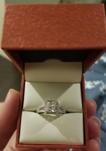 Customer photo review of Square Halo Engagement Ring Jewelry 1.5ct 2ct 3ct D Color 925 Sterling Silver