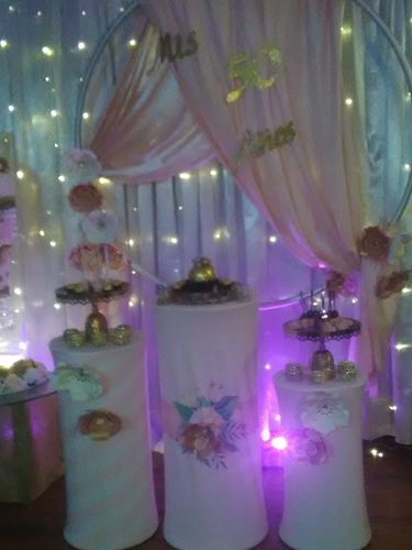Customer photo review of Party & Hoop Balloon Circle Loop Flower Arch Photo Booth Backdrop Stand Round Backdrop