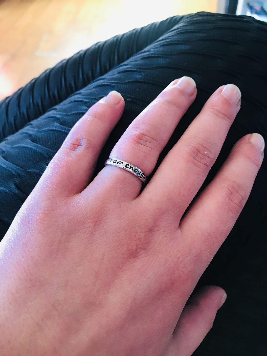 Customer photo review of 925 Sterling Silver 'I Am Enough' Ring
