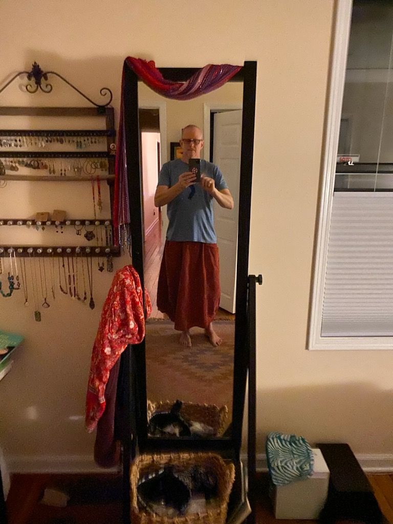 Customer photo review of Plus Size - Elastic Waist Calf Length Winter Corduroy Skirt