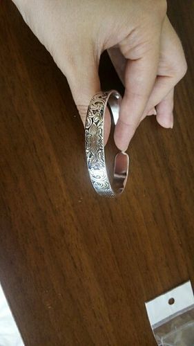 Customer photo review of Silver Vintage Lotus Bangle