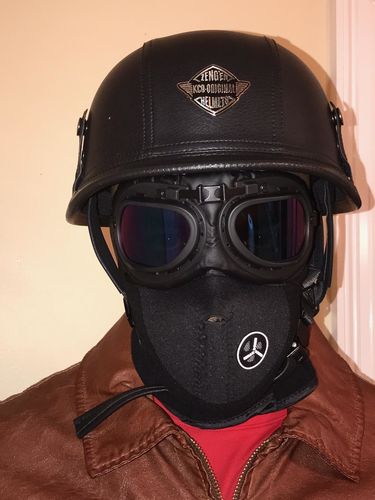 Customer photo review of German Leather Half Helmet - Vintage Black