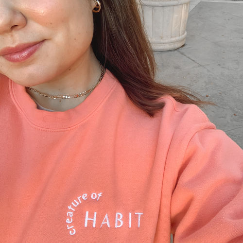 Customer photo review of creature of habit crewneck