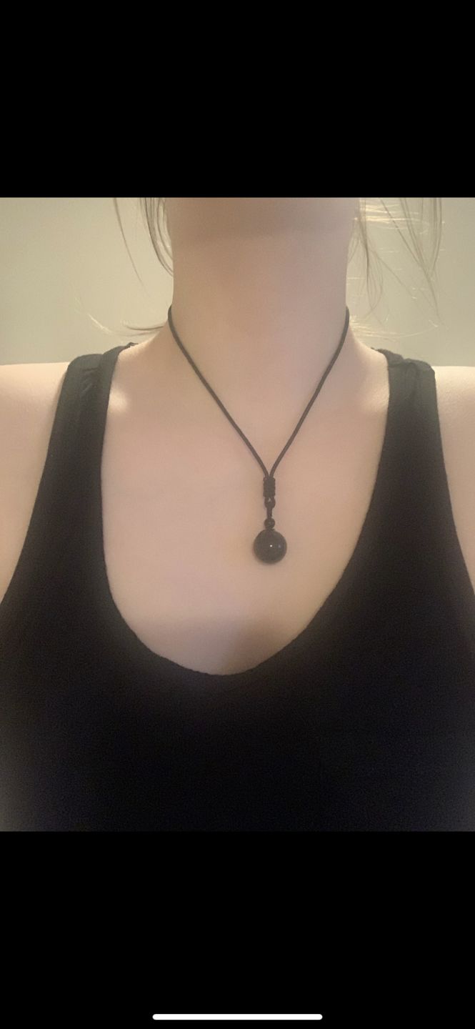 Customer photo review of Obsidian Stone Necklace