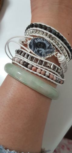 Customer photo review of Magical White Labradorite & Druzy Bracelet