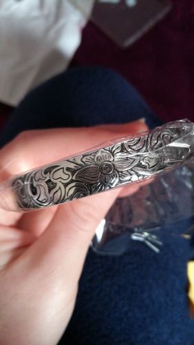 Customer photo review of Silver Vintage Lotus Bangle