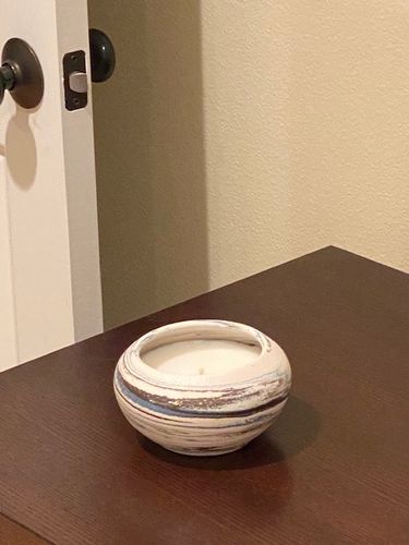 Customer photo review of Ceramic Candle Multi Color, Brown, Tan & Blue