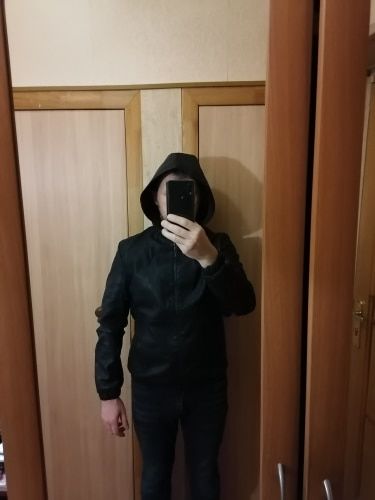 Customer photo review of Men Faux Leather Motorcycle Jacket